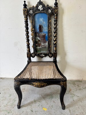 Lot 150 - A Victorian paper mache nursing chair with...