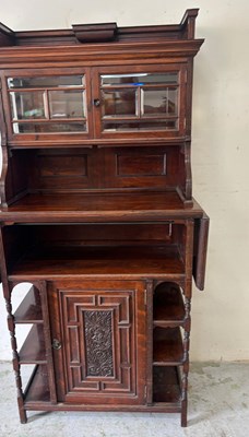 Lot 156 - A Victorian glazed side cabinet with a single...
