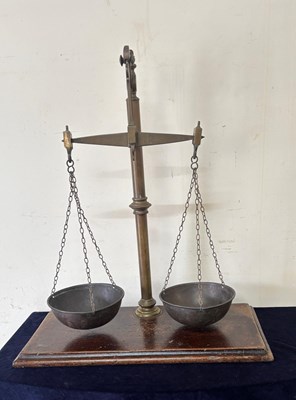 Lot 435C - A late 19th-century brass and mahogany scales
