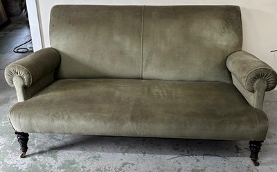 Lot 139 - Victorian two-seater sofa upholstered in green...