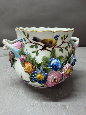 Lot 293 - Dresden porcelain twin-handle pot with...