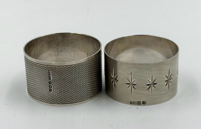 Lot 464 - Two hallmarked silver napkin rings, various...