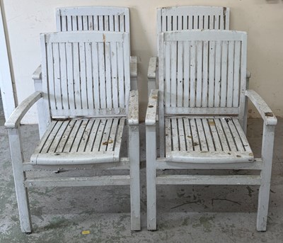 Lot 118 - Four painted teak garden chairs