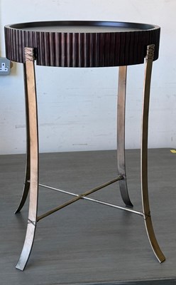 Lot 105 - Round accent table with ribbed tray sides on...