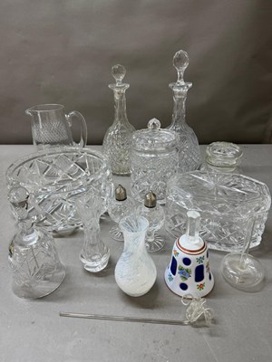Lot 820 - A selection of cut glass including decanters,...
