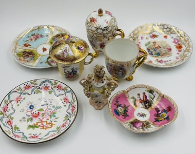Lot 822 - Dresden porcelain hand painted porcelain along...